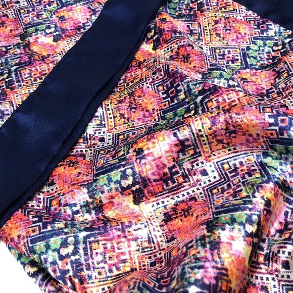 Victorias Secret Floral Satin Robe Size M/L Short Kimono *NO BELT* Pink Navy - Picture 7 of 7